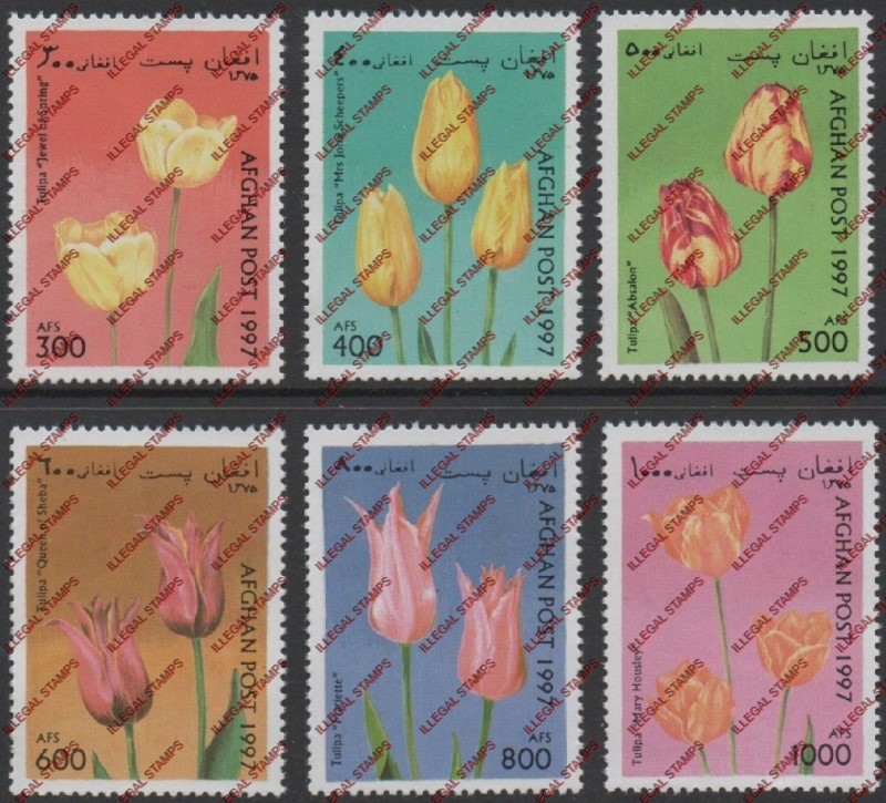 Afghanistan 1997 Tulips Illegal Stamp Set of Six