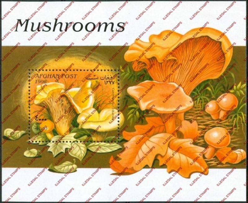 Afghanistan 1998 Mushrooms Illegal Stamp Souvenir Sheet of One