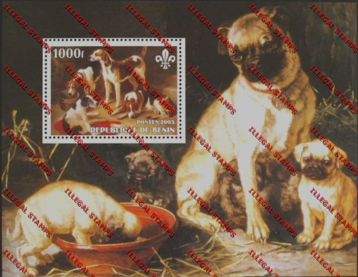 Benin 2003 Dogs with Scout Logo Illegal Stamp Souvenir Sheet
