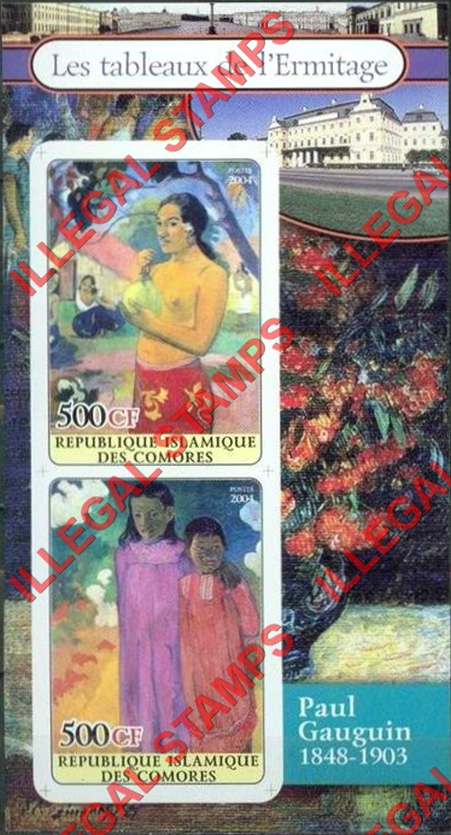 Comoro Islands 2004 Ermitage Paintings Counterfeit Illegal Stamp Souvenir Sheet of 2 (Sheet 4)