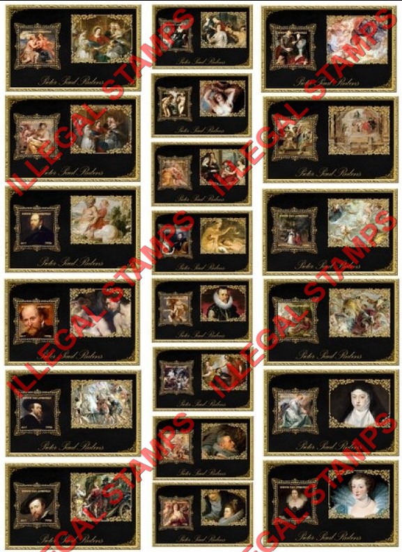 Comoro Islands 2017 Paintings by Peter Paul Rubens Counterfeit Illegal Stamp Souvenir Sheets of 1