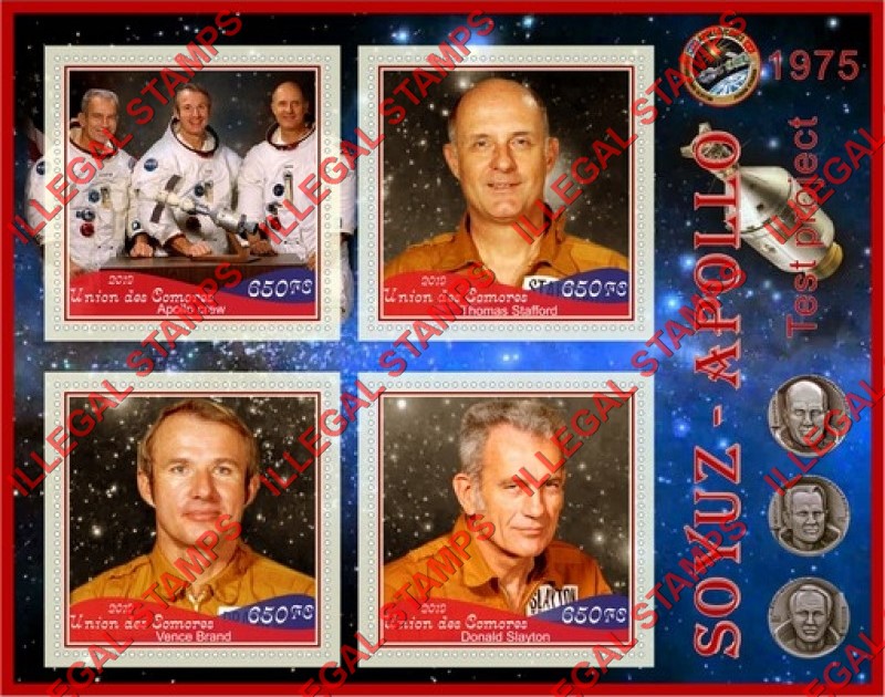 Comoro Islands 2019 Space Apollo Soyuz Test Project (different) Counterfeit Illegal Stamp Souvenir Sheet of 4