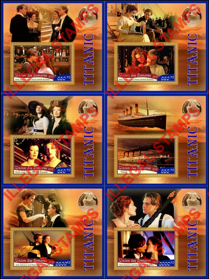 Comoro Islands 2019 Titanic the Movie Counterfeit Illegal Stamp Souvenir Sheets of 1