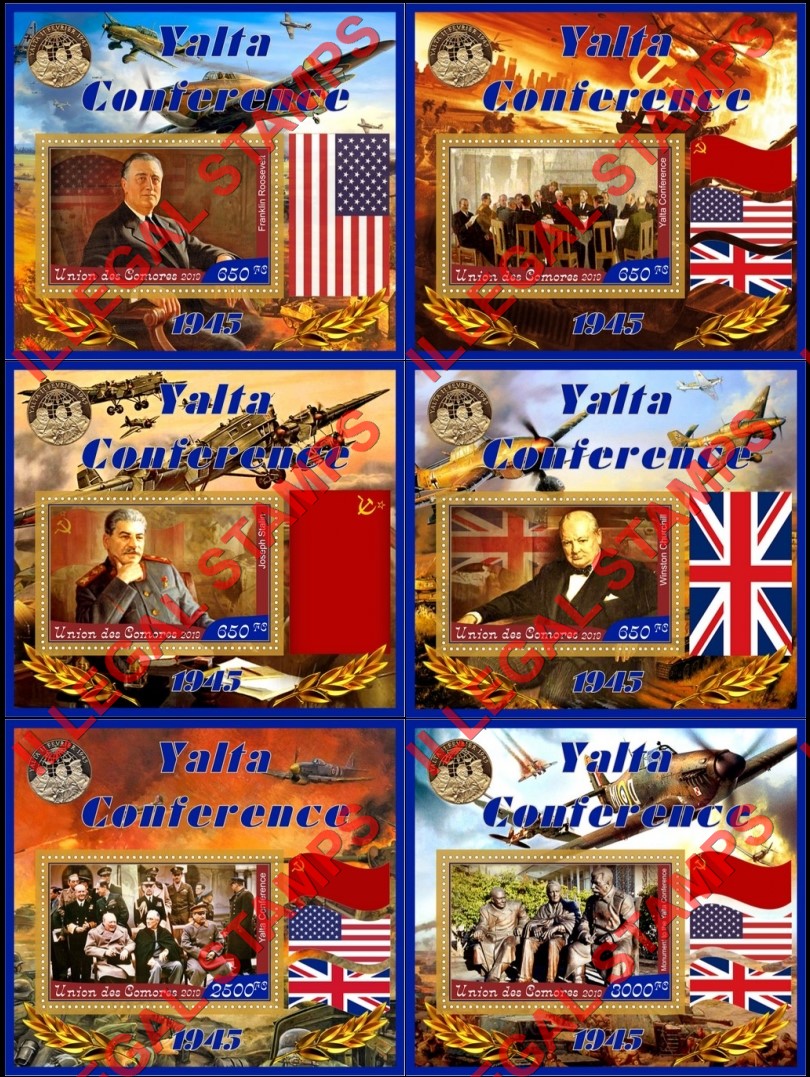 Comoro Islands 2019 Yalta Conference Counterfeit Illegal Stamp Souvenir Sheets of 1