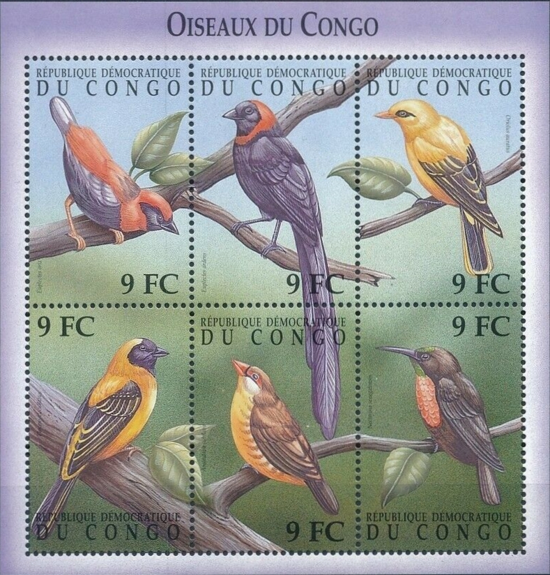 Congo Democratic Republic 2000 Birds Sheet of 6 Scott Number 1534