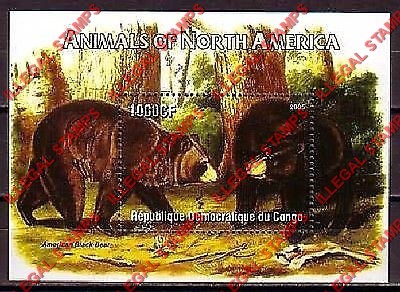 Congo Democratic Republic 2005 Animals of North America Illegal Stamp Souvenir Sheet of 1