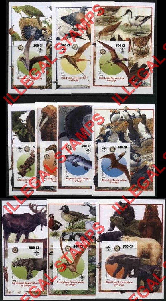 Congo Democratic Republic 2005 Dinosaurs Illegal Stamp Souvenir Sheets of 1