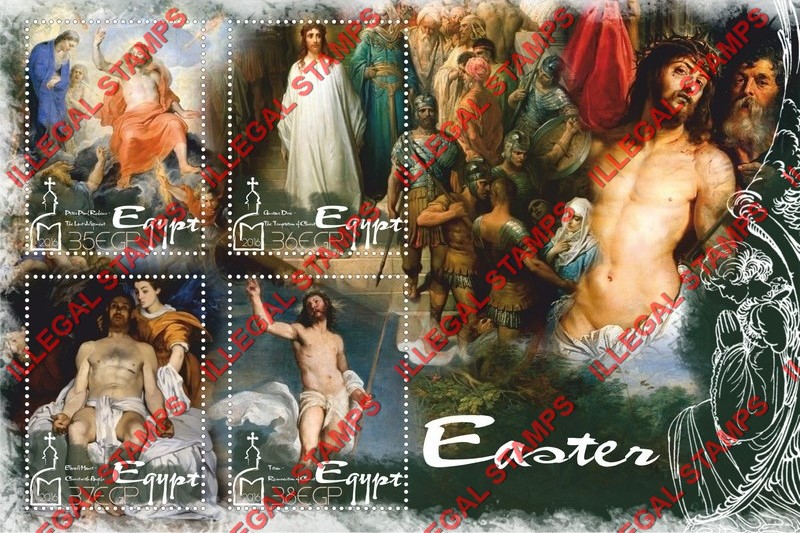 Egypt 2016 Easter Paintings Illegal Stamp Souvenir Sheet of 4