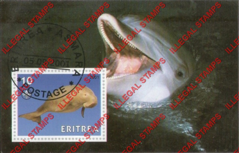 Eritrea 2001 Manatee Dolphin Counterfeit Illegal Stamp Souvenir Sheet of 1