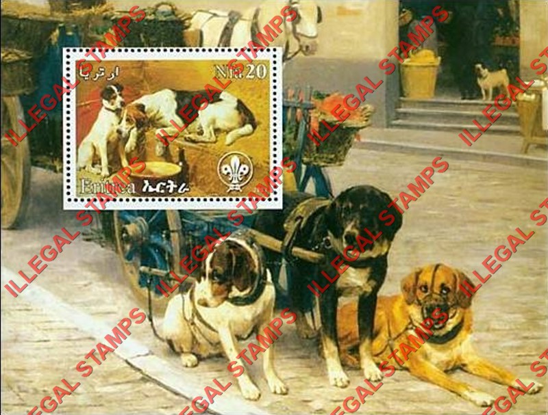 Eritrea 2003 Dogs Counterfeit Illegal Stamp Souvenir Sheet of 1
