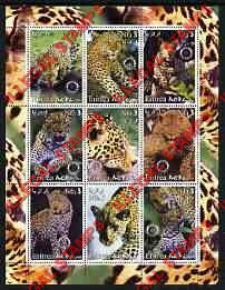 Eritrea 2003 Leopards Counterfeit Illegal Stamp Souvenir Sheet of 9