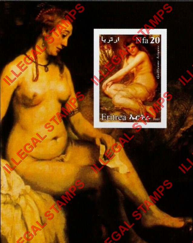 Eritrea 2003 Paintings Nude Art Counterfeit Illegal Stamp Souvenir Sheet of 1