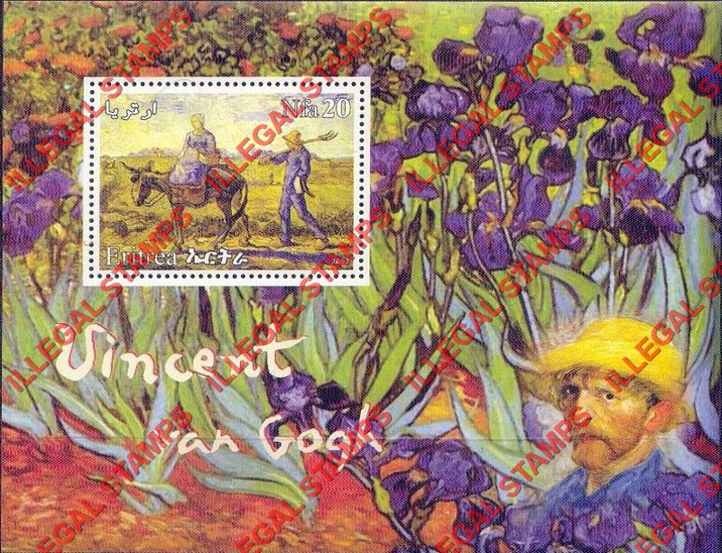 Eritrea 2003 Paintings by Vincent van Gogh Counterfeit Illegal Stamp Souvenir Sheet of 1