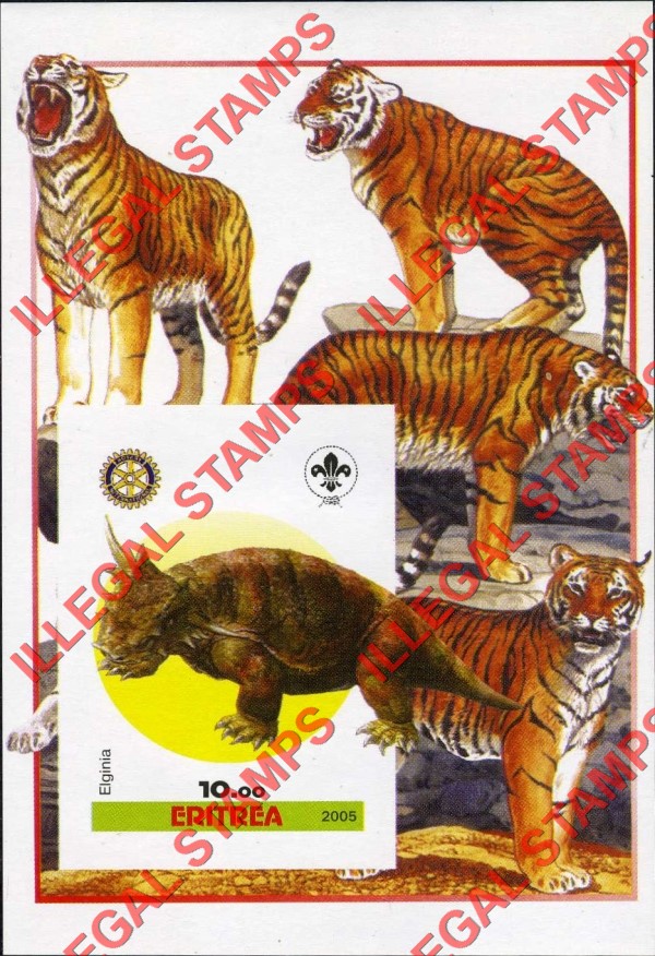 Eritrea 2005 Prehistoric Animals Dinosaurs Counterfeit Illegal Stamp Souvenir Sheet of 1 (Sheet 10)
