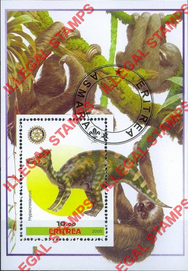 Eritrea 2005 Prehistoric Animals Dinosaurs Counterfeit Illegal Stamp Souvenir Sheet of 1 (Sheet 2)