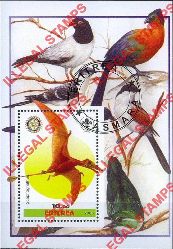 Eritrea 2005 Prehistoric Animals Dinosaurs Counterfeit Illegal Stamp Souvenir Sheet of 1 (Sheet 4)