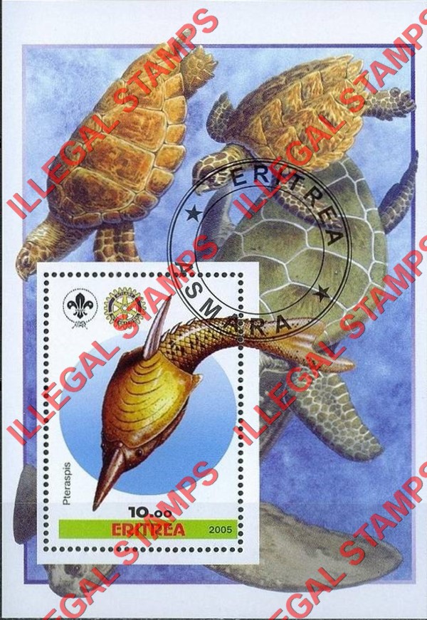 Eritrea 2005 Prehistoric Animals Dinosaurs Counterfeit Illegal Stamp Souvenir Sheet of 1 (Sheet 7)