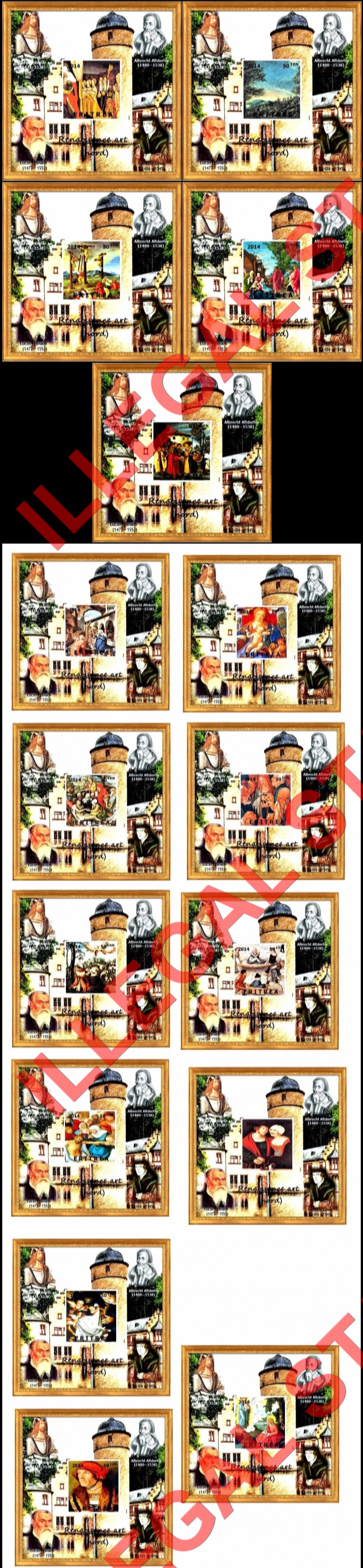 Eritrea 2014 Paintings Northern Renaissance Art Counterfeit Illegal Stamp Souvenir Sheets of 1
