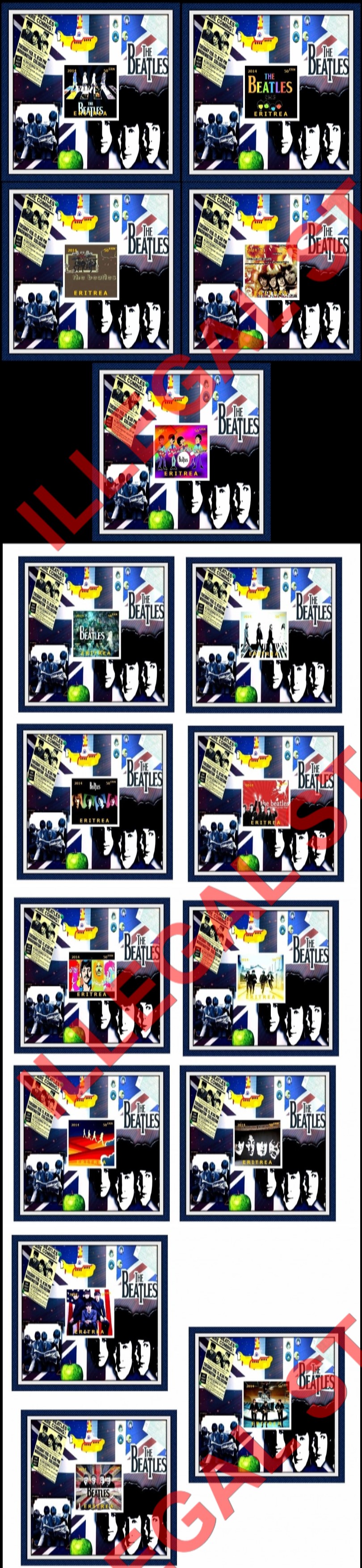 Eritrea 2014 The Beatles Counterfeit Illegal Stamp Souvenir Sheets of 1
