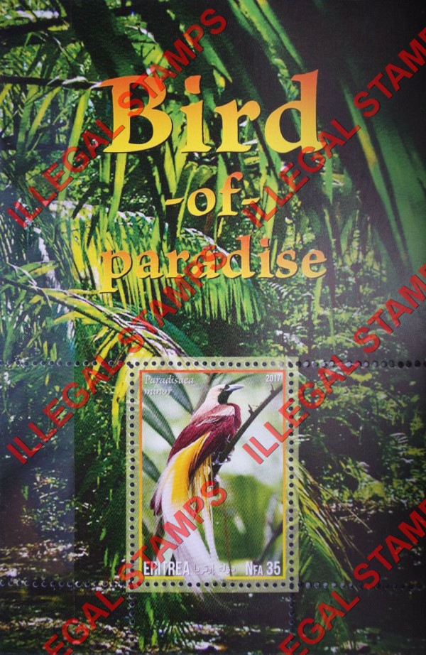 Eritrea 2017 Birds of Paradise Counterfeit Illegal Stamp Souvenir Sheet of 1