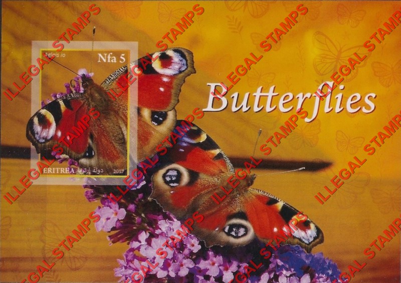 Eritrea 2017 Butterflies Counterfeit Illegal Stamp Souvenir Sheet of 1