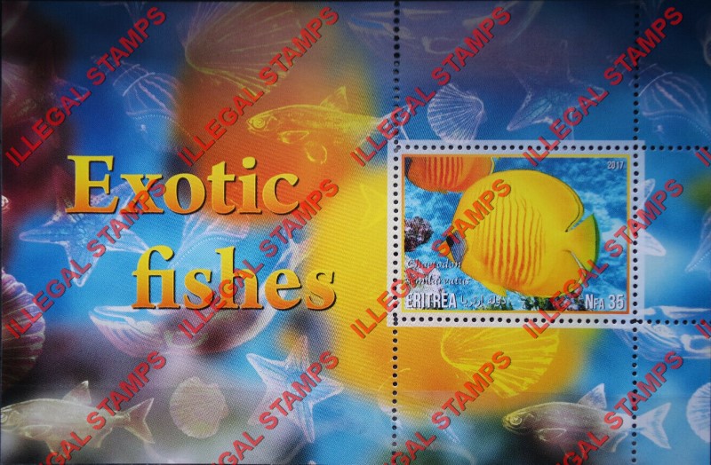 Eritrea 2017 Exotic Fish Counterfeit Illegal Stamp Souvenir Sheet of 1 (Sheet 1)