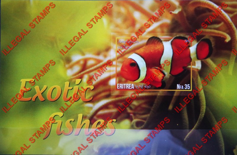 Eritrea 2017 Exotic Fish Counterfeit Illegal Stamp Souvenir Sheet of 1 (Sheet 2)
