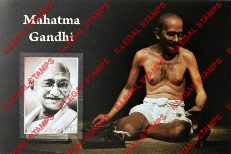 Eritrea 2017 Mahatma Gandhi Counterfeit Illegal Stamp Souvenir Sheet of 1