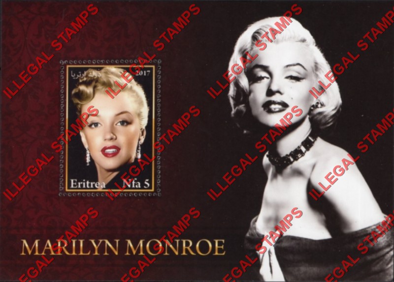 Eritrea 2017 Marilyn Monroe Counterfeit Illegal Stamp Souvenir Sheet of 1