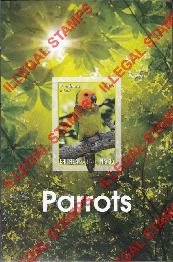 Eritrea 2017 Parrots Counterfeit Illegal Stamp Souvenir Sheet of 1 (Sheet 2)