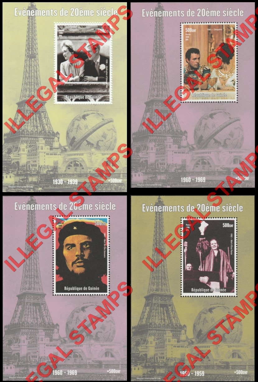Guinea Republic 1998 Events of the 20th Century Illegal Stamp Souvenir Sheets of 1