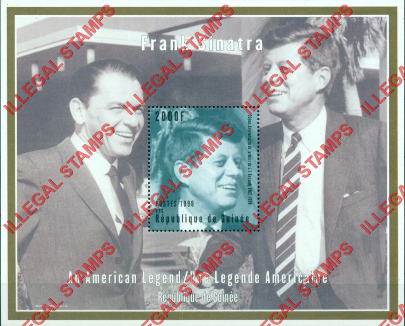 Guinea Republic 1998 Frank Sinatra and John F. Kennedy Illegal Stamp Souvenir Sheet of 1