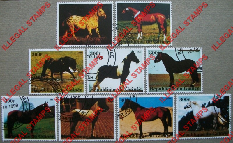 Guinea Republic 1999 Horses Illegal Stamp Set