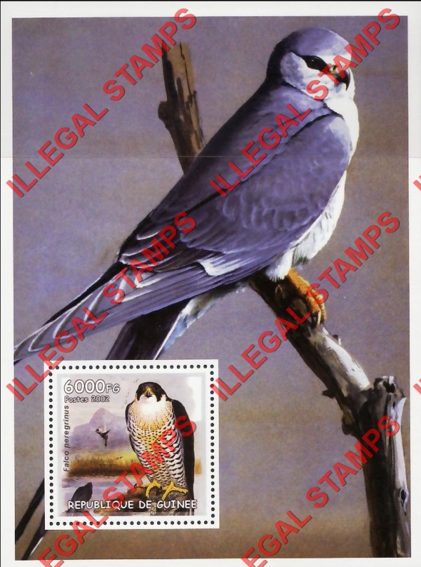 Guinea Republic 2002 Birds of Prey Raptors Illegal Stamp Souvenir Sheet of 1