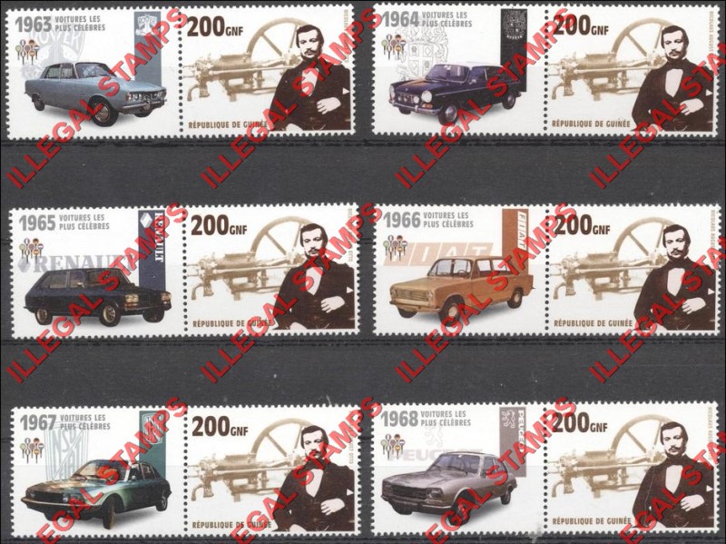 Guinea Republic 2002 Cars Automobiles Illegal Stamp Pairs (Part 1)