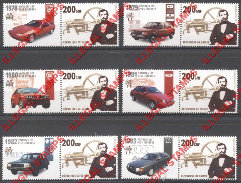 Guinea Republic 2002 Cars Automobiles Illegal Stamp Pairs (Part 3)