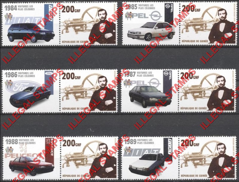 Guinea Republic 2002 Cars Automobiles Illegal Stamp Pairs (Part 4)