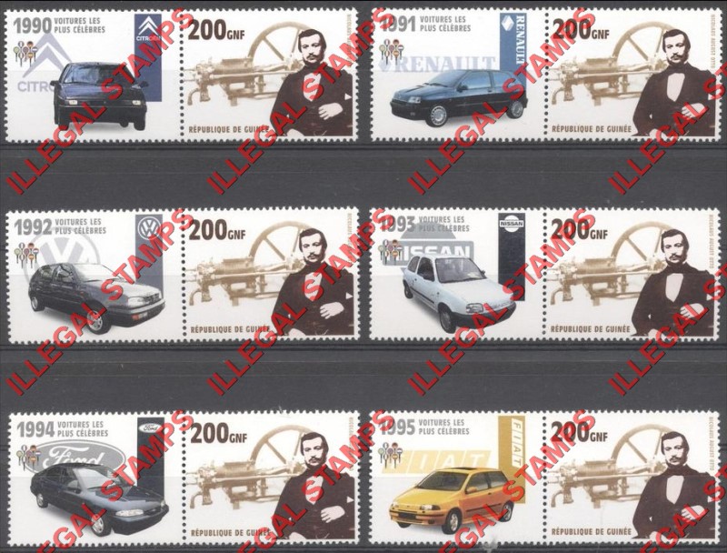 Guinea Republic 2002 Cars Automobiles Illegal Stamp Pairs (Part 5)