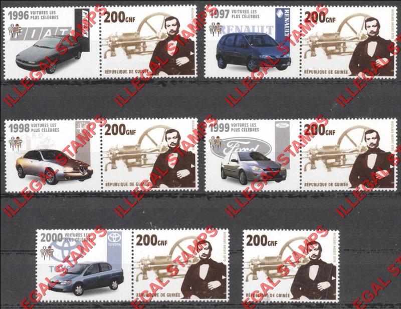 Guinea Republic 2002 Cars Automobiles Illegal Stamp Pairs (Part 6)