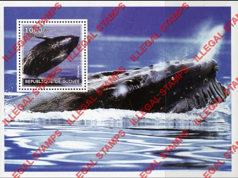 Guinea Republic 2002 Whales Illegal Stamp Souvenir Sheet of 1