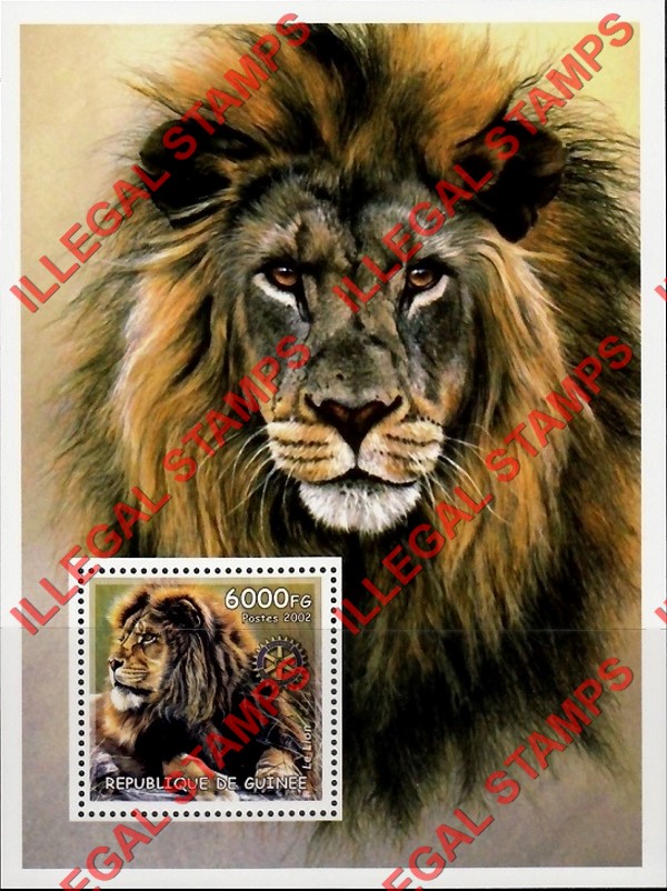 Guinea Republic 2002 Wild Cats Lions Tigers Illegal Stamp Souvenir Sheet of 1