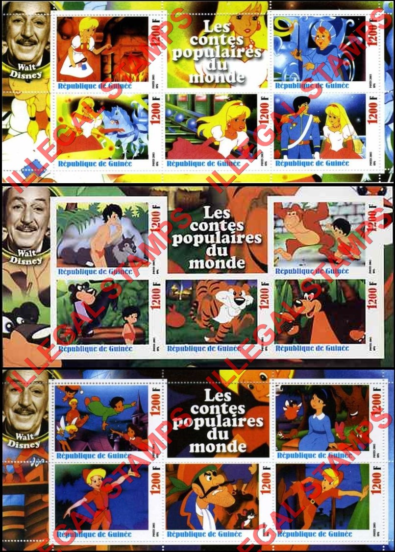 Guinea Republic 2003 Disney Fairy Tale Cartoons Illegal Stamp Souvenir Sheets of 5 (Part 2)
