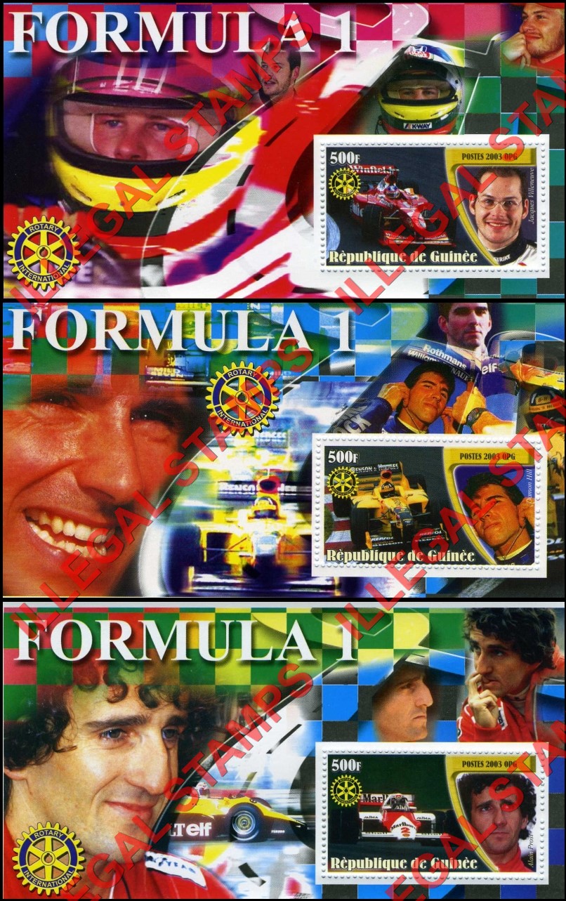 Guinea Republic 2003 Formula I Cars and Drivers Illegal Stamp Souvenir Sheets of 1 (Part 2)