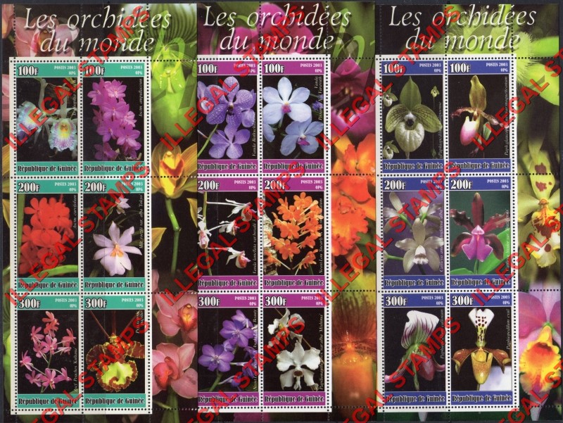 Guinea Republic 2003 Orchids Illegal Stamp Souvenir Sheets of 6
