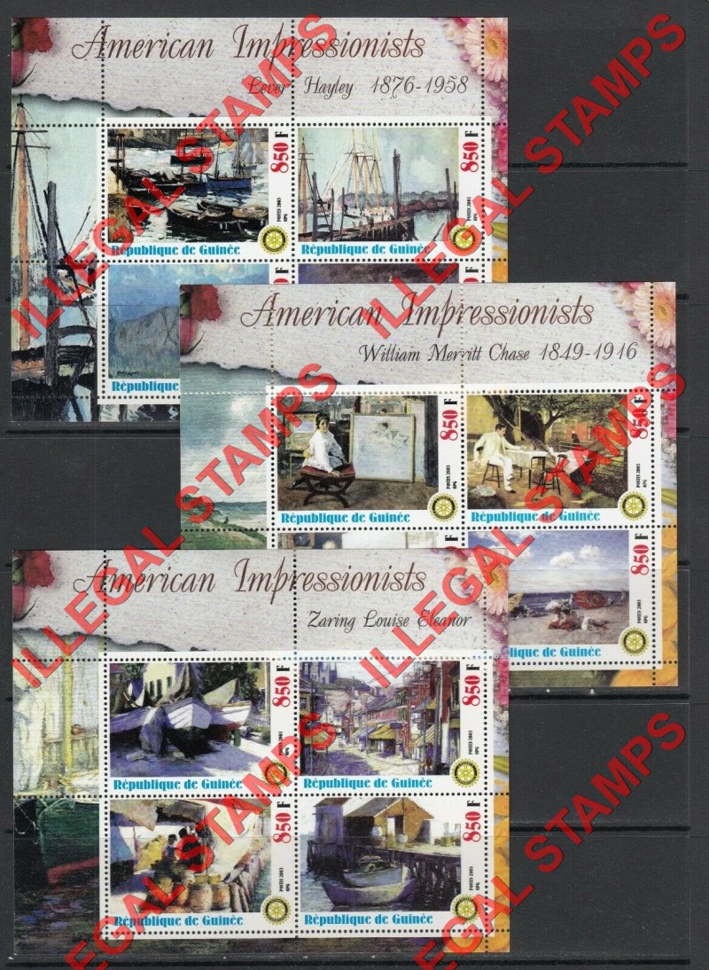 Guinea Republic 2003 Paintings by American Impressionists Illegal Stamp Souvenir Sheets of 4 (Part 4)