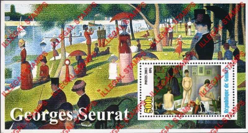 Guinea Republic 2003 Paintings by Georges Seurat Illegal Stamp Souvenir Sheet of 1