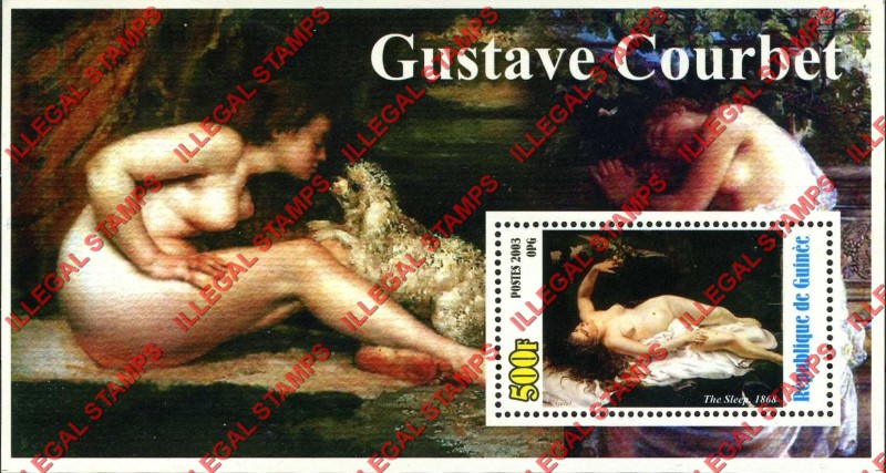 Guinea Republic 2003 Paintings by Gustave Courbet Illegal Stamp Souvenir Sheet of 1
