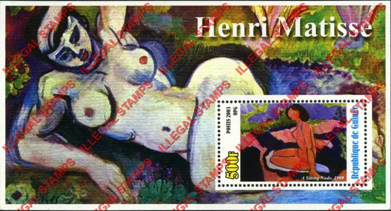 Guinea Republic 2003 Paintings by Henri Matisse Illegal Stamp Souvenir Sheet of 1