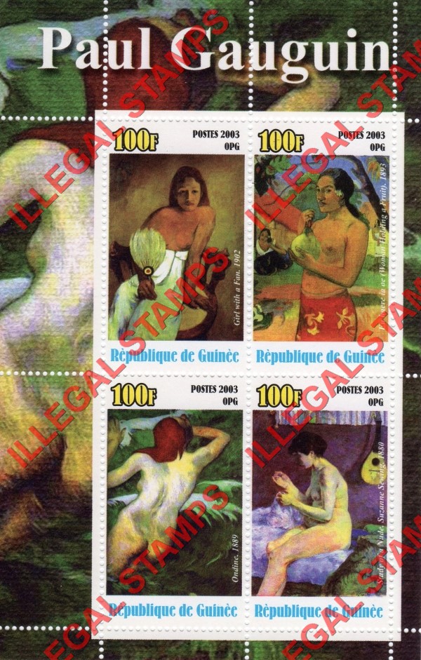 Guinea Republic 2003 Paintings by Paul Gauguin Illegal Stamp Souvenir Sheet of 4