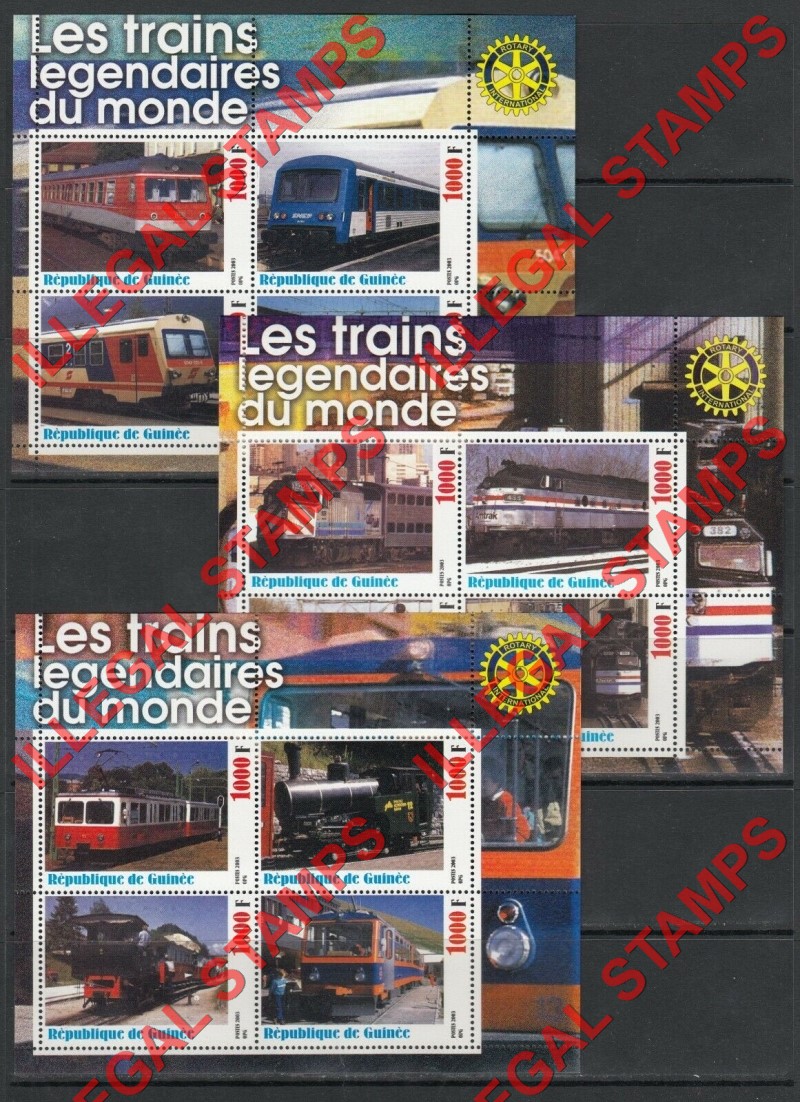 Guinea Republic 2003 Trains Locomotives Illegal Stamp Souvenir Sheets of 4 (Part 1)